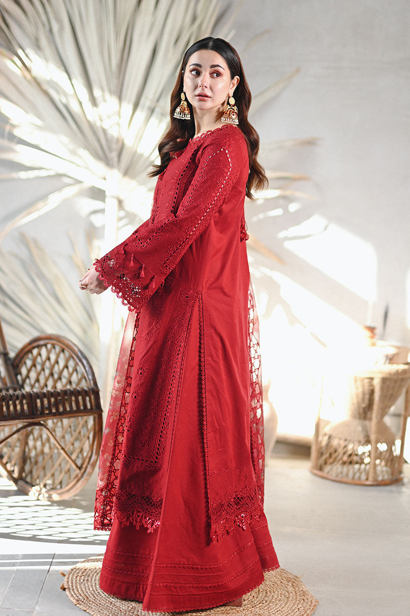 Unstitched 3 Piece Fully Embroidered Lawn Dress With Embroidered Organza Dupatta