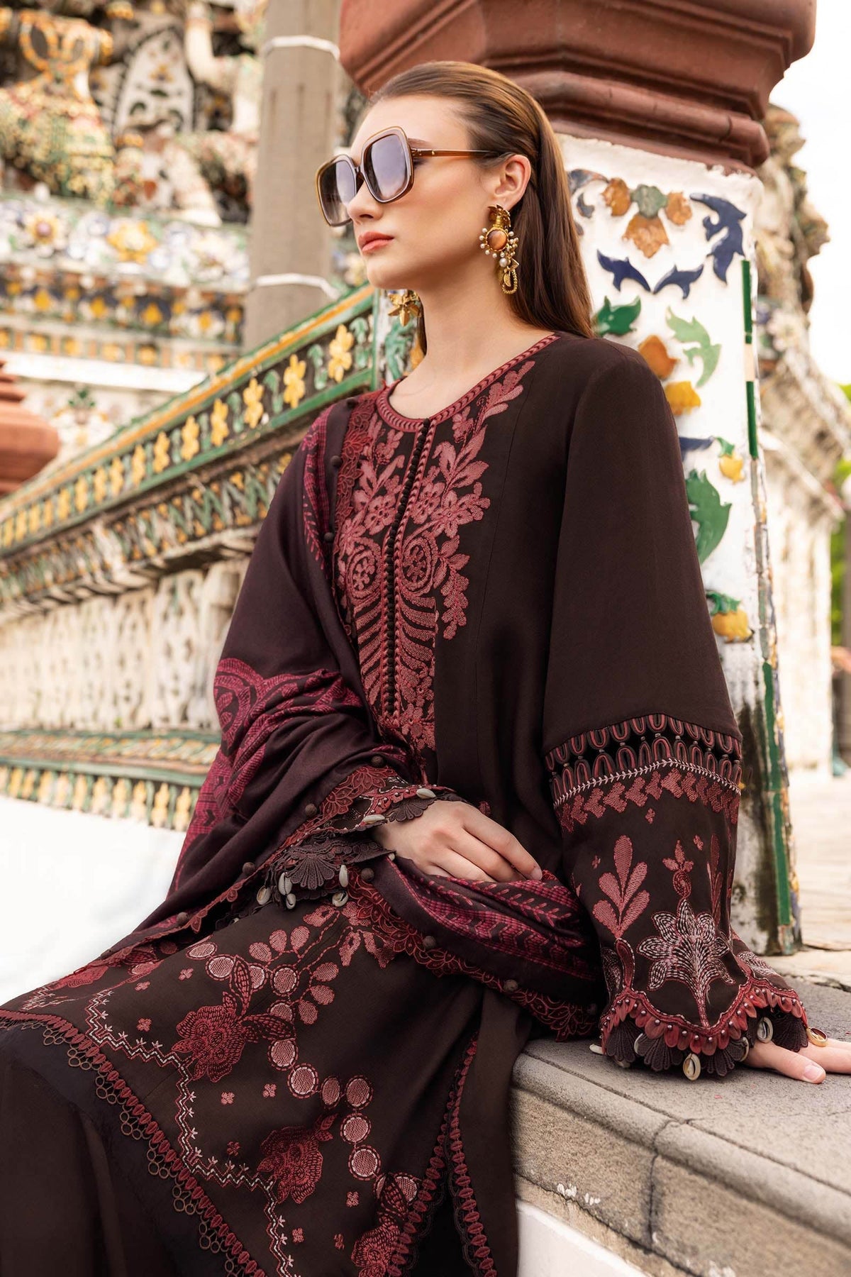 3 Piece Unstitched Fully Embroidered Dhanak Dress With Printed Blended Shawl