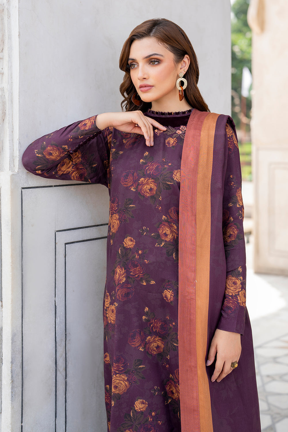 unstitched khaddar suit by Motif