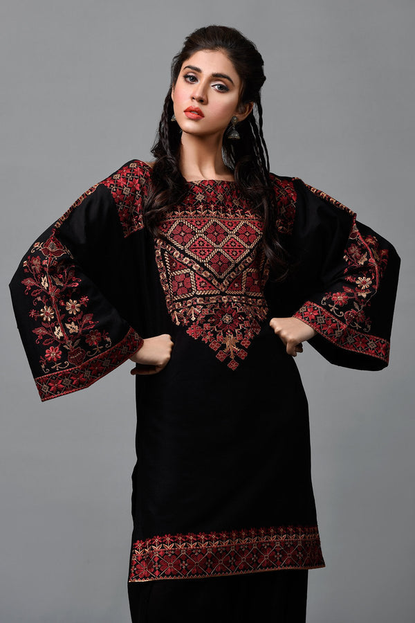 3 Piece Unstitched Heavy Embroidered Lawn Suit ( Full Embroidered Chiffon Dupatta ) - Motif