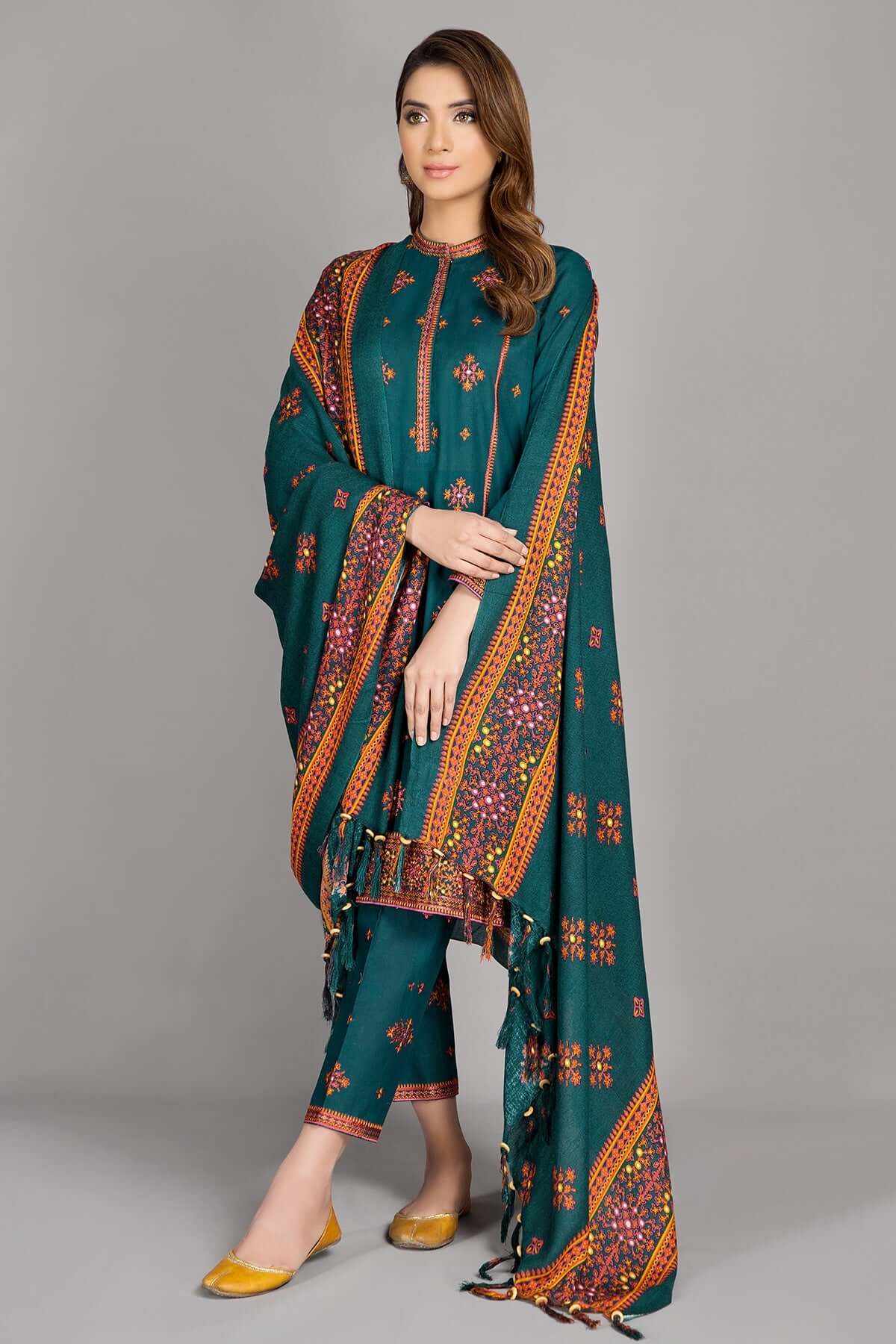 3 Piece Unstitched Heavy Embroidered Lawn Suit ( Fully Embroidered Lawn Dupatta ) - Motif