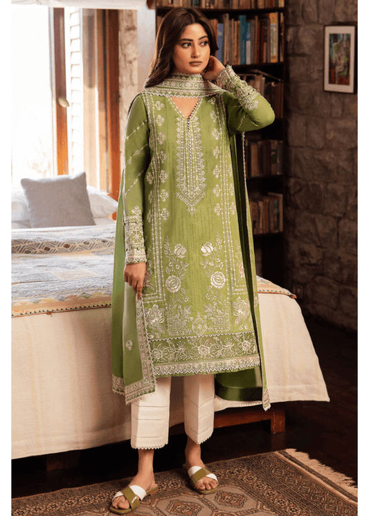 Unstitched 3 Piece Fully Embroidered Lawn Suit With Full Embroidered Lawn Dupatta