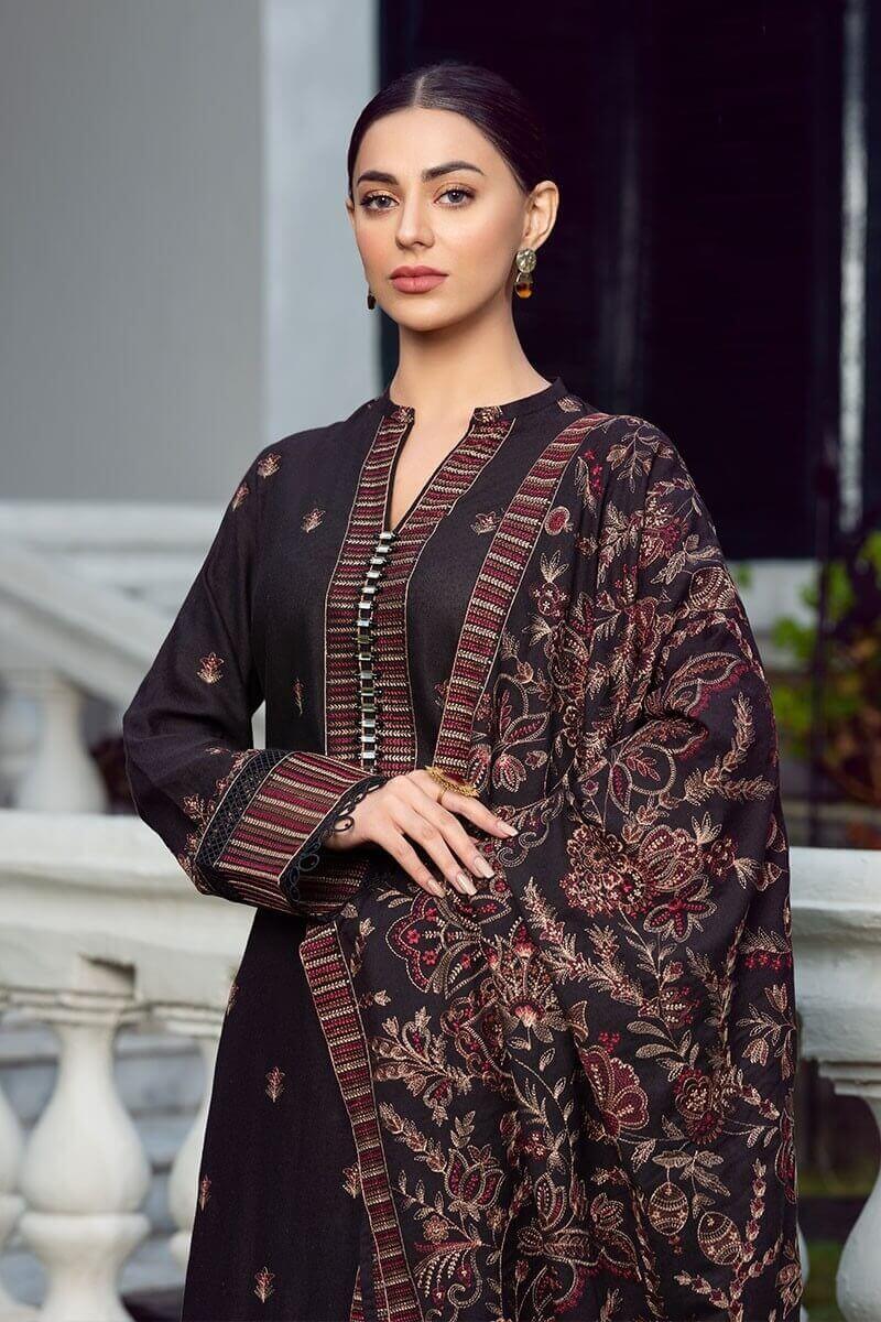 3 Piece Unstitched Heavy Embroidered Dhanak Suit (Embroidered Dhanak Dupatta) - Motif