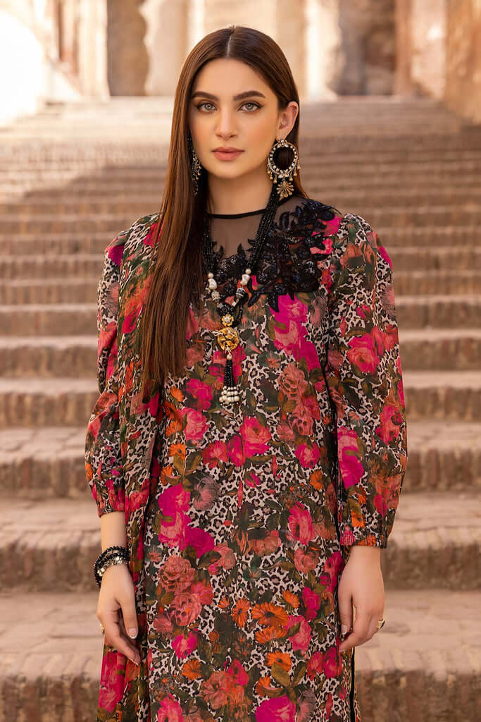 3 Piece Unstitched Digital Printed Linen Suit ( Digital Printed Linen Dupatta ) - Motif