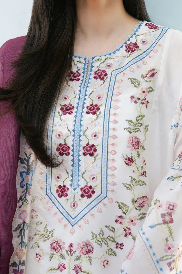 Unstitched 3 Piece Digital Printed Lawn Suit with Printed Lawn Dupatta
