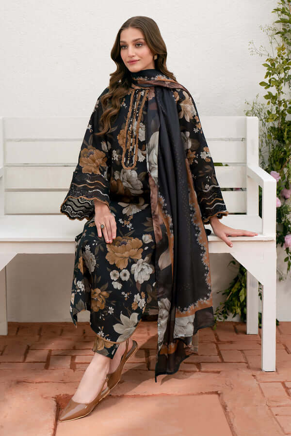 Unstitched 3 Piece Digital Printed Lawn Suit with Printed Lawn Dupatta