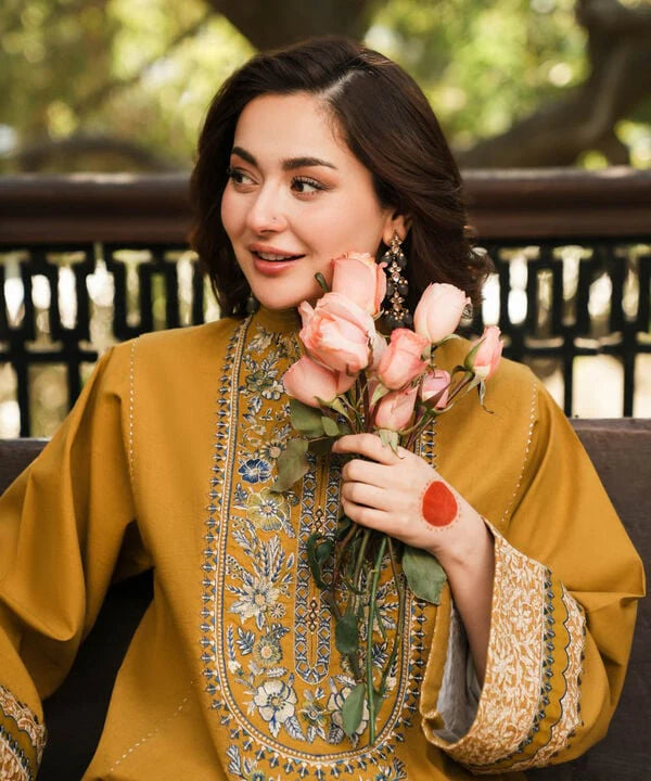 Unstitched 3 Piece Embroidered Lawn Suit With Printed Polly Lawn Dupatta