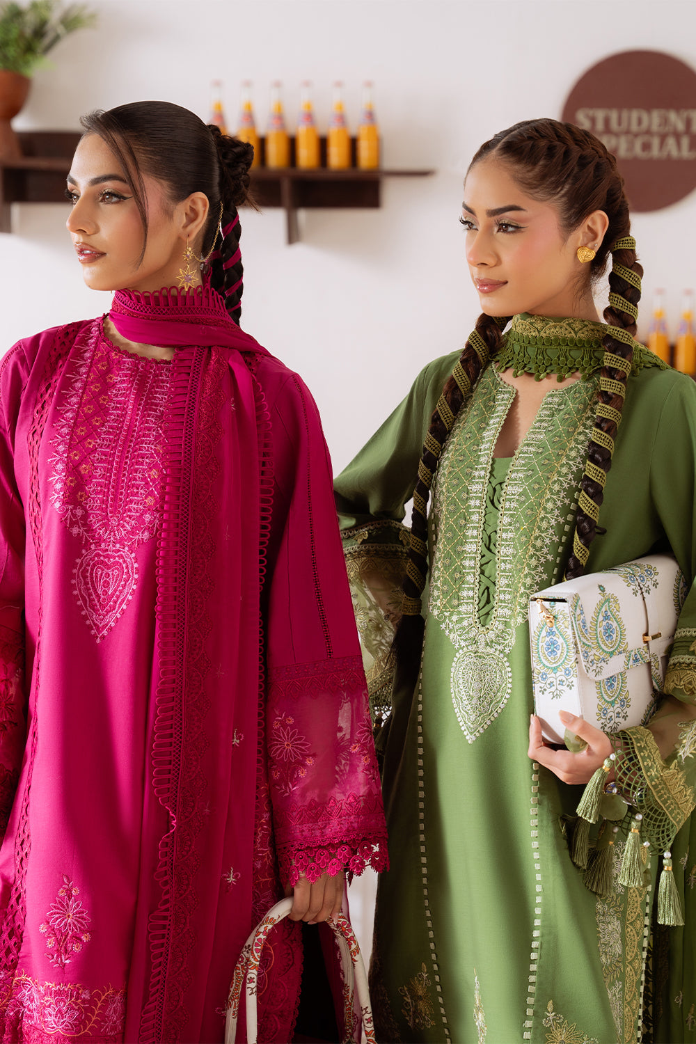 Unstitched 3 Piece Embroidered Lawn Suit With Cotton Net 4 Sided Dupatta