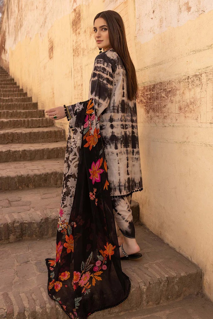 Unstitched 3 Piece Digital Printed Lawn Suit with Printed Lawn Dupatta