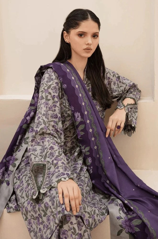 Unstitched 3 Piece Digital Printed Lawn Suit With Printed Lawn Dupatta