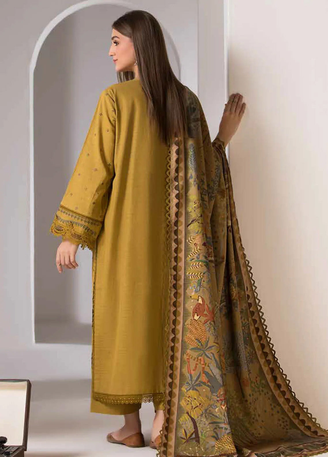 Unstitched 3 Piece Fully Embroidered Lawn Suit With Printed Lawn Dupatta