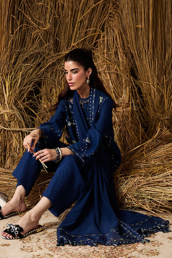 Unstitched 3 Piece Fully Embroidered Dhanak Suit with Dhanak Embroidered Dupatta