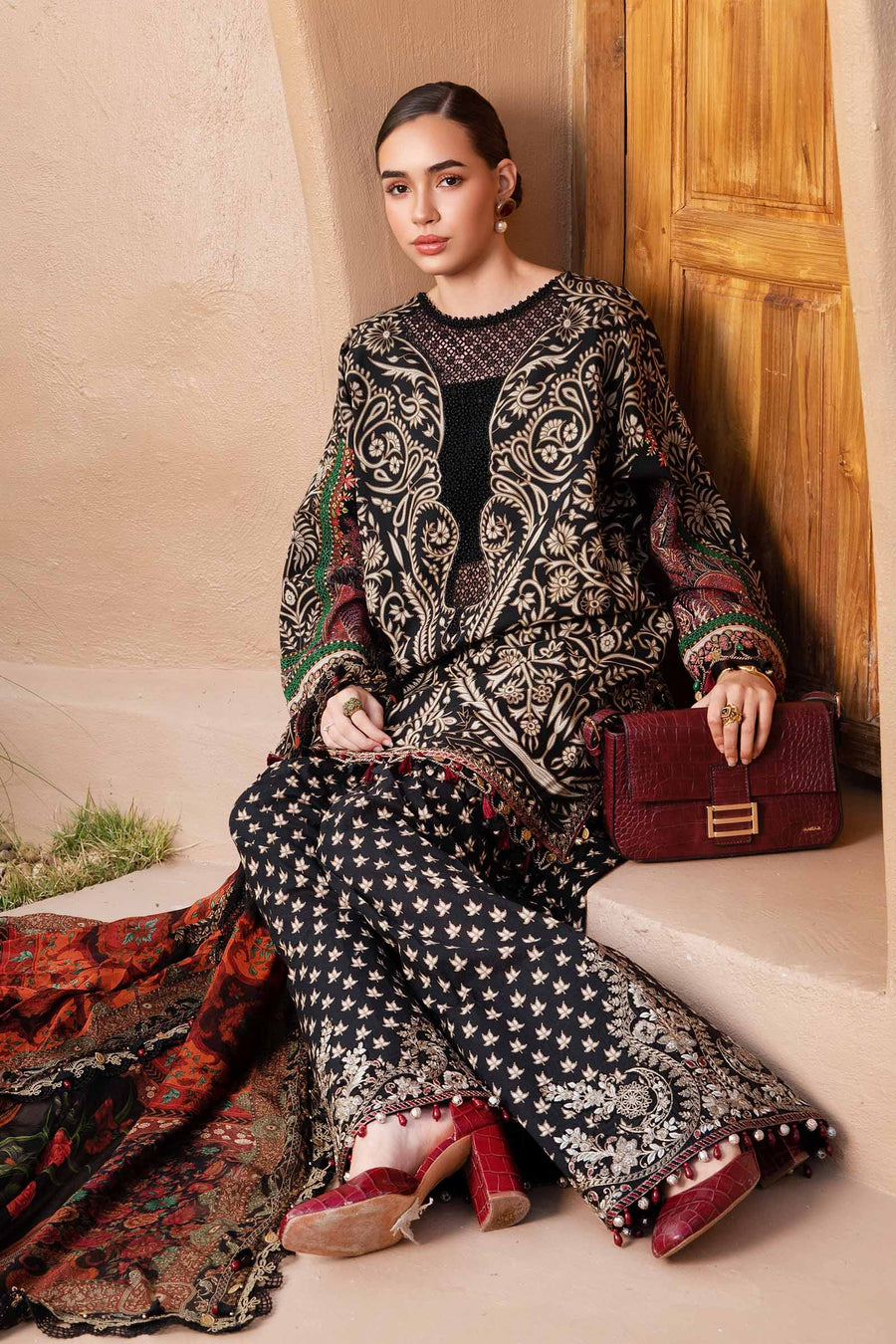 Unstitched 3 Piece Digital Printed Lawn Suit with Printed Polly Lawn Dupatta