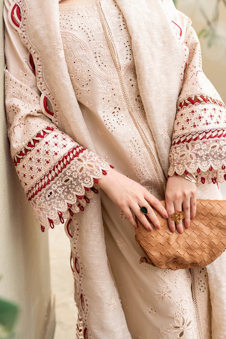 Unstitched 3 Piece Fully Embroidered Chickan Kari Lawn Suit With Embroidered Cotton Net Dupatta