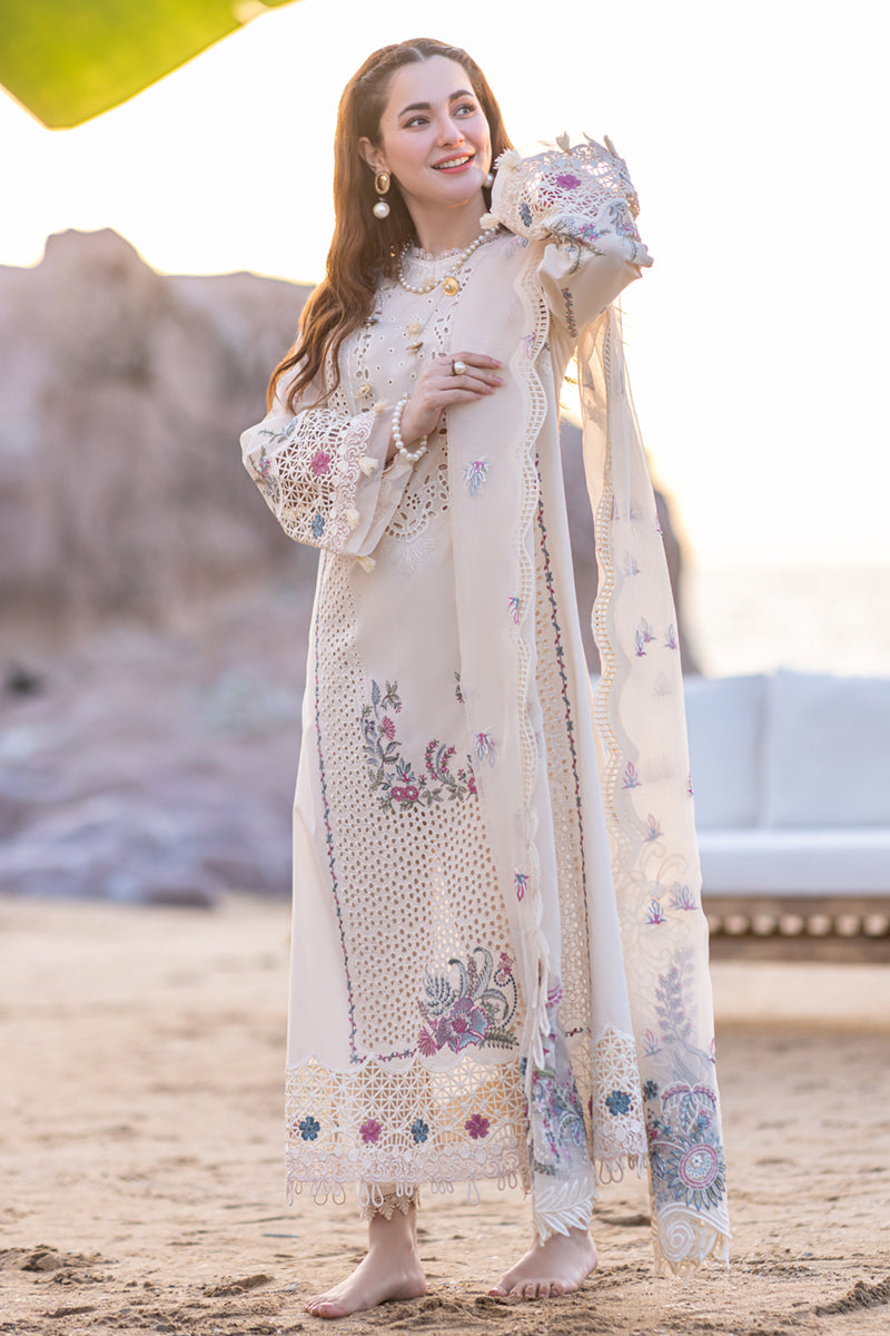Unstitched 3 Piece Fully Embroidered Lawn Suit With Embroidered Organza Dupatta