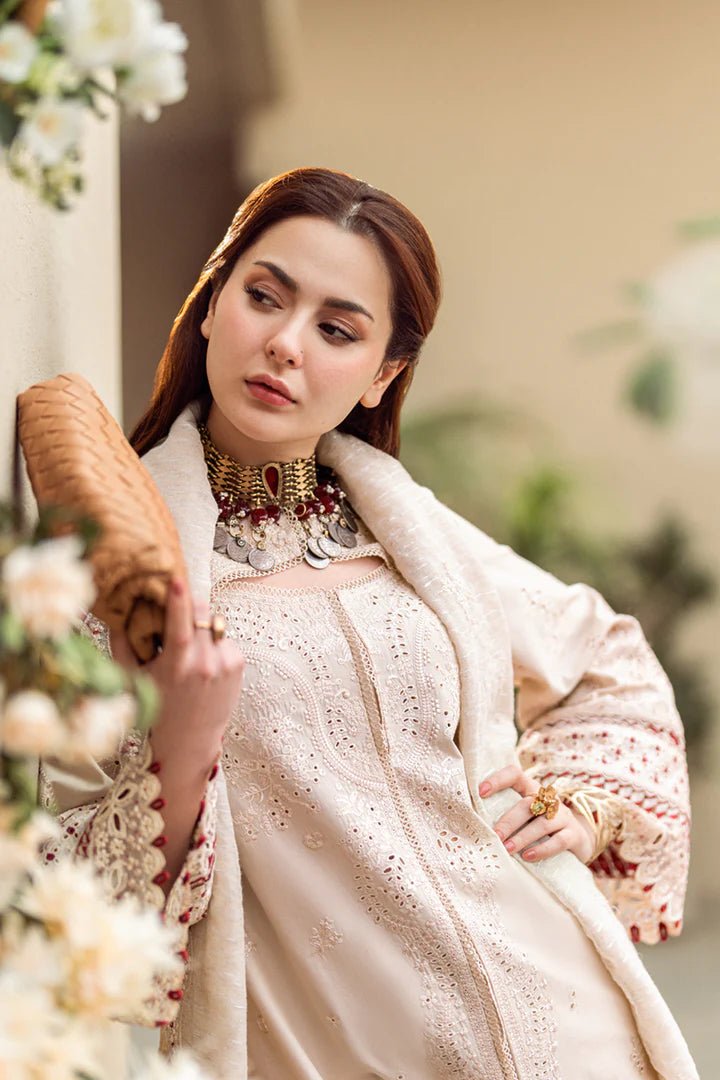 Unstitched 3 Piece Fully Embroidered Chickan Kari Lawn Suit With Embroidered Cotton Net Dupatta