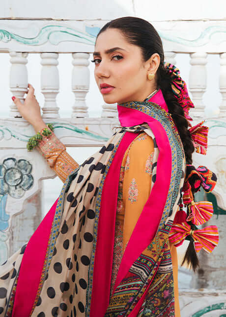 Unstitched 3 Piece Fully Embroidered Dhanak Suit with Printed Woolen Shawl