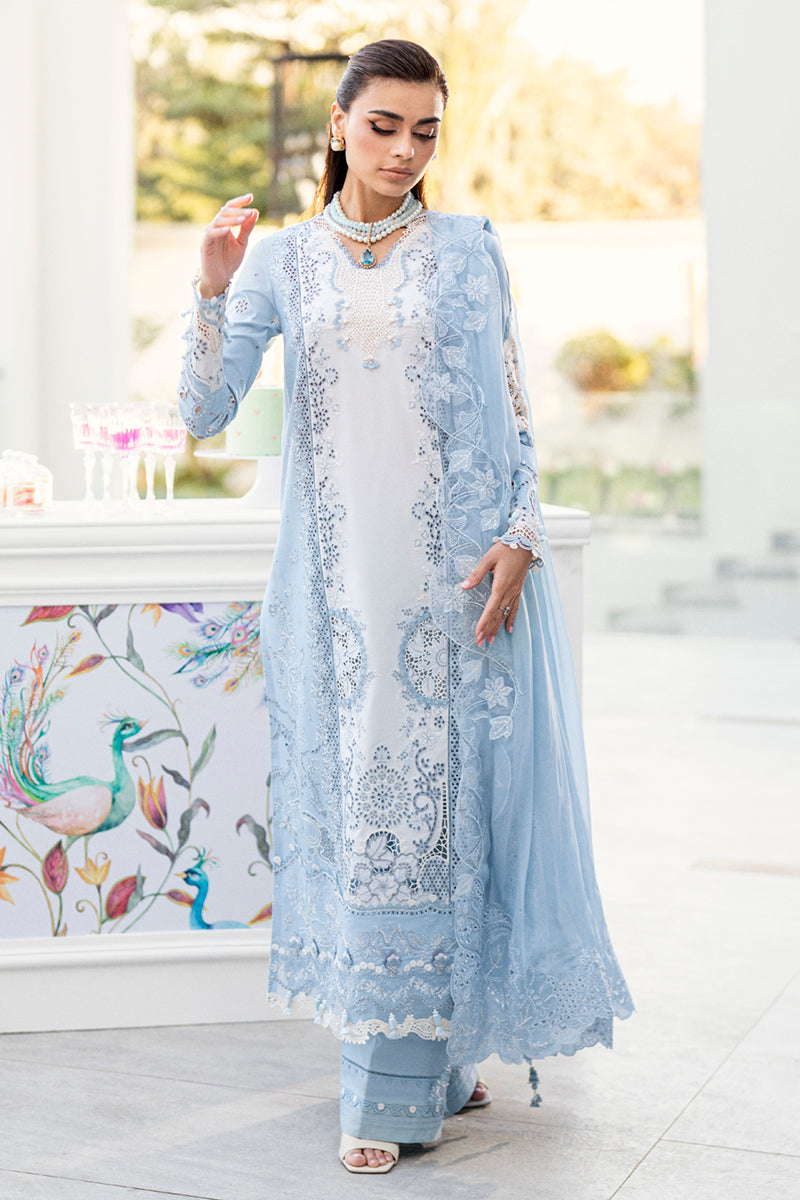 Unstitched 3 Piece Fully Embroidered Lawn Suit With Embroidered Shiffon Dupatta