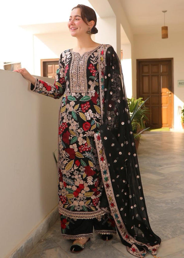 RR 2935 - Piece Unstitched Embroidered Dhanak Fabric With Embroidered Chiffon Dupatta
