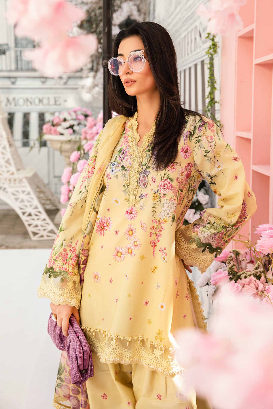 Unstitched 3 Piece Digital Printed Lawn Suit With Printed Shiffon Dupatta