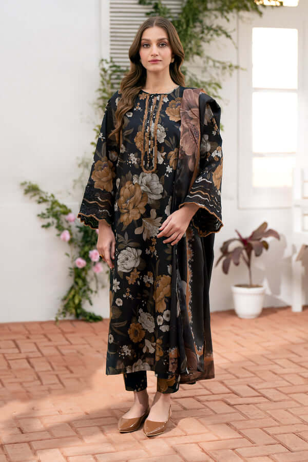 Unstitched 3 Piece Digital Printed Lawn Suit with Printed Lawn Dupatta