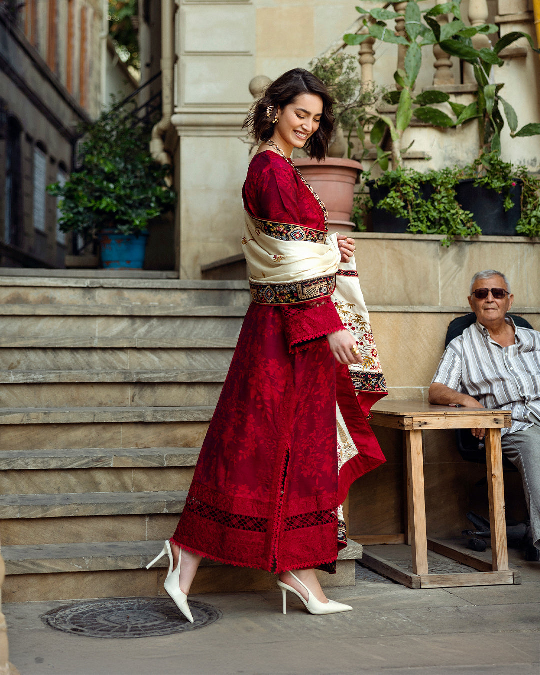 Unstitched 3 Piece Fully Embroidered Dhanak Suit with Printed Woolen Shawl