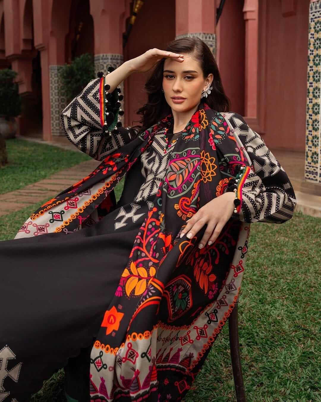 Unstitched 3 Piece Digital Printed Khaddar Suit With Digital Printed Khaddar Dupatta