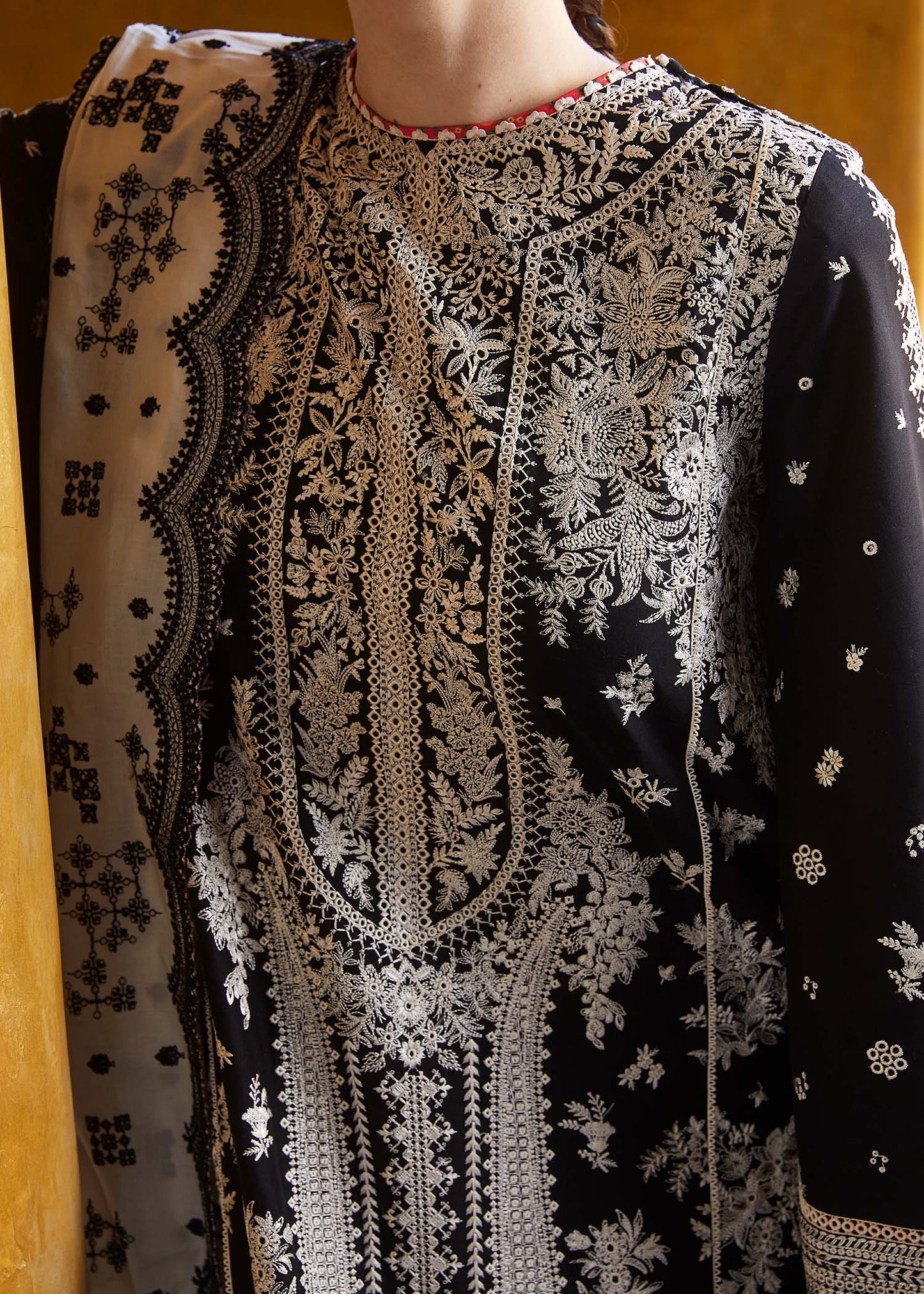 Unstitched 3 Piece Fully Embroidered Lawn Suit With Embroidered Shiffon Dupatta