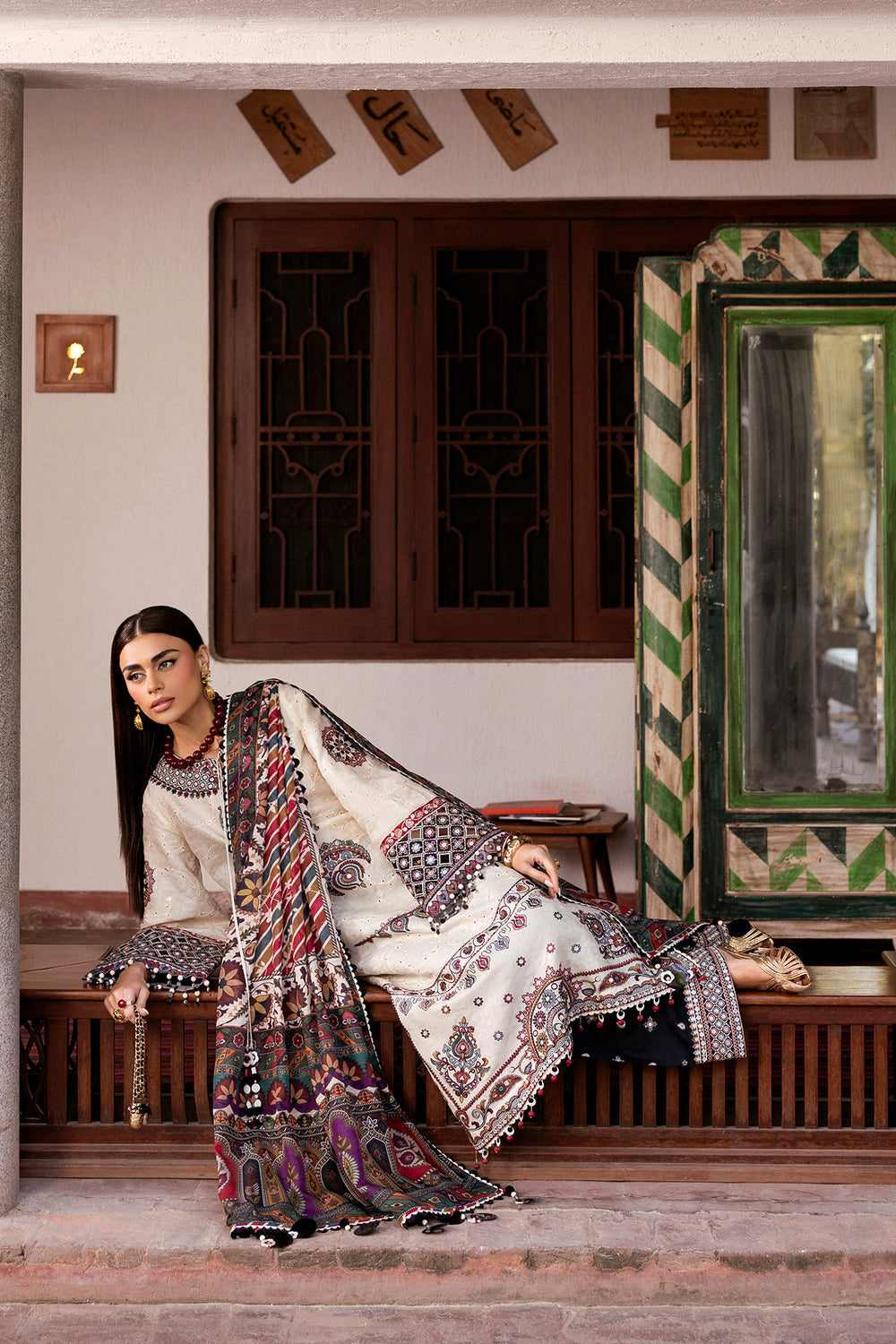 Unstitched 3 Piece Fully Embroidered Lawn Suit With Printed Monar Dupatta