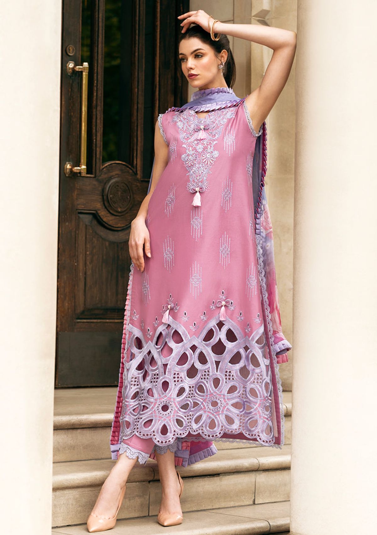 Unstitched 3 Piece Fully Embroidered Lawn Suit With Poly Lawn Dupatta
