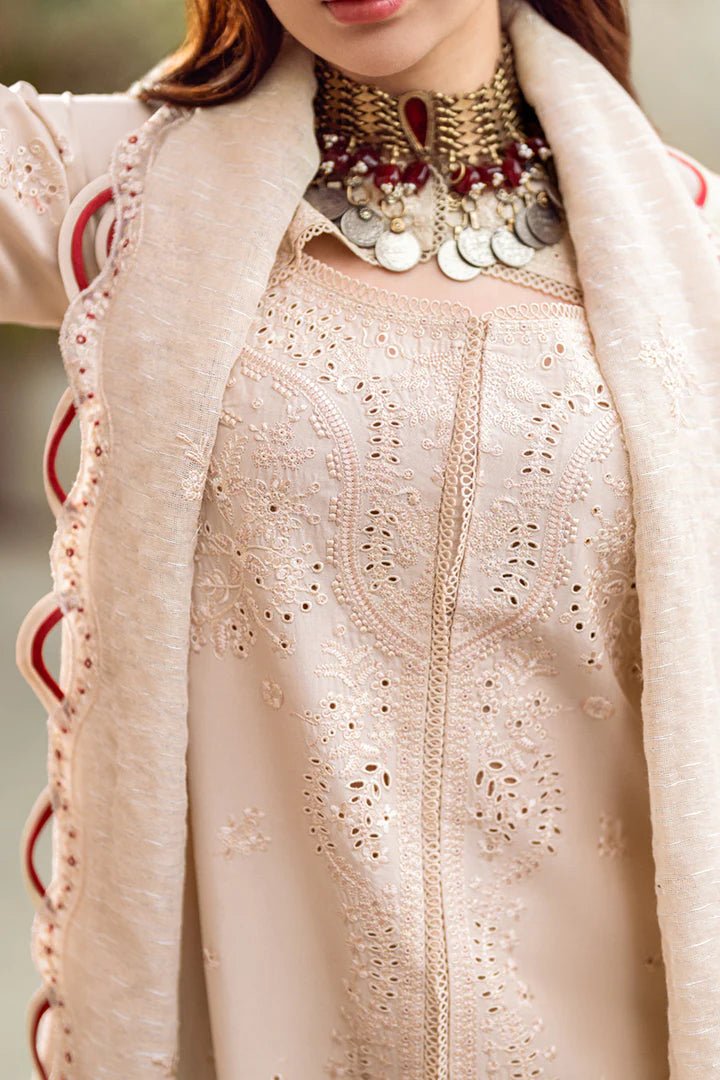 Unstitched 3 Piece Fully Embroidered Chickan Kari Lawn Suit With Embroidered Cotton Net Dupatta