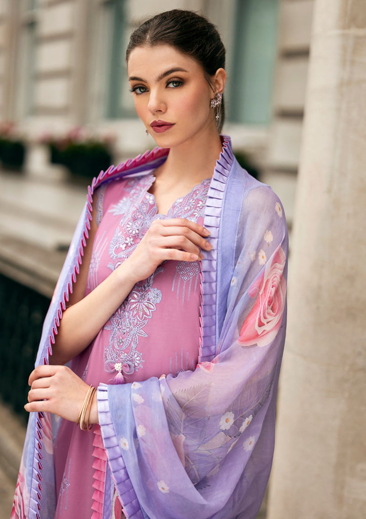 Unstitched 3 Piece Fully Embroidered Lawn Suit With Poly Lawn Dupatta