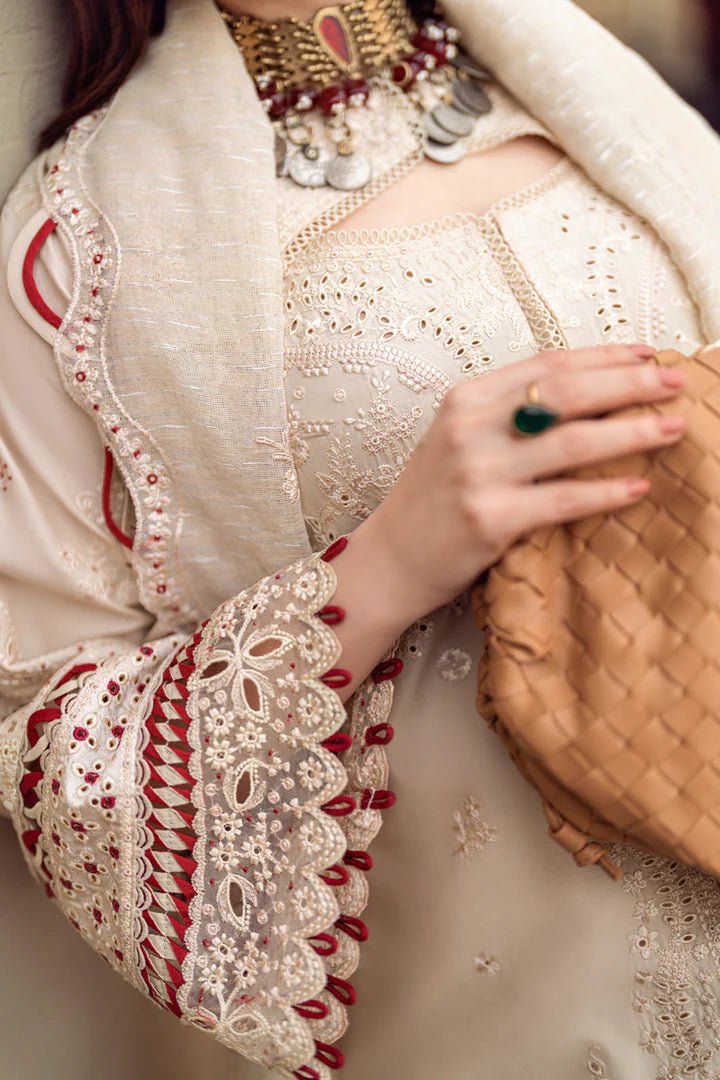 Unstitched 3 Piece Fully Embroidered Chickan Kari Lawn Suit With Embroidered Cotton Net Dupatta