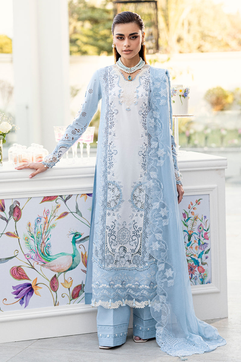 Unstitched 3 Piece Fully Embroidered Lawn Suit With Embroidered Shiffon Dupatta