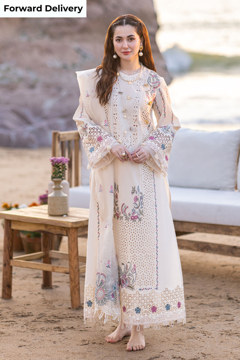 Unstitched 3 Piece Fully Embroidered Lawn Suit With Embroidered Organza Dupatta