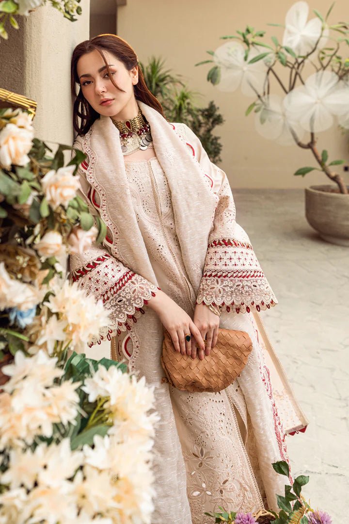 Unstitched 3 Piece Fully Embroidered Chickan Kari Lawn Suit With Embroidered Cotton Net Dupatta
