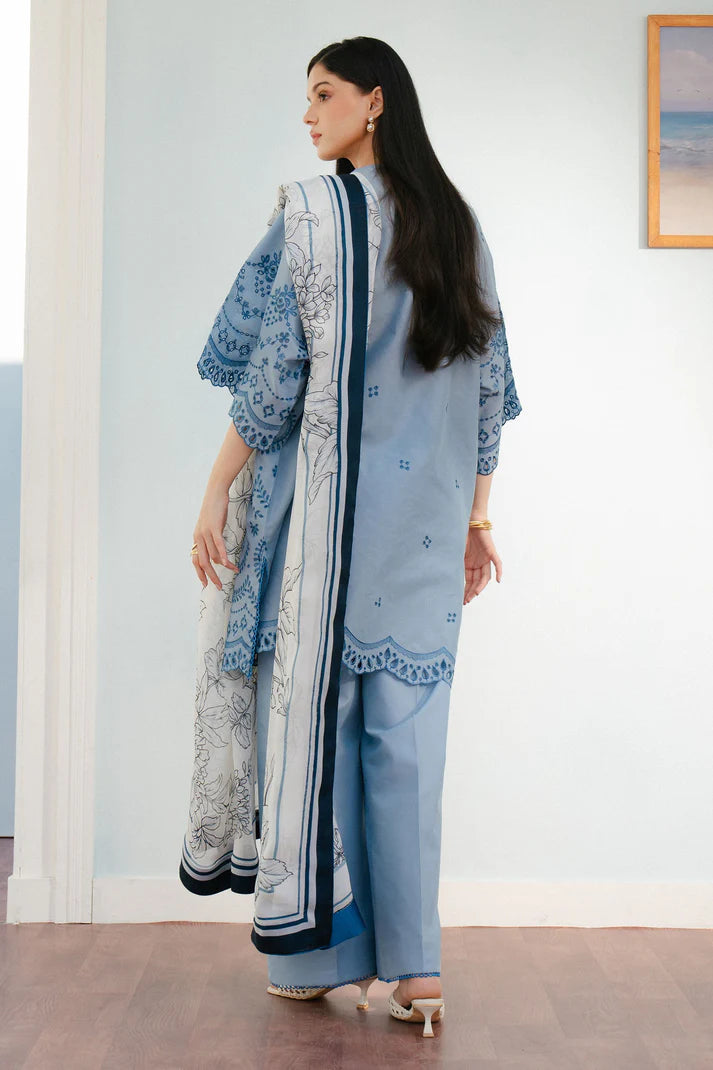 Unstitched 3 Piece Fully Embroidered Lawn Suit With Printed Polly Lawn Dupatta