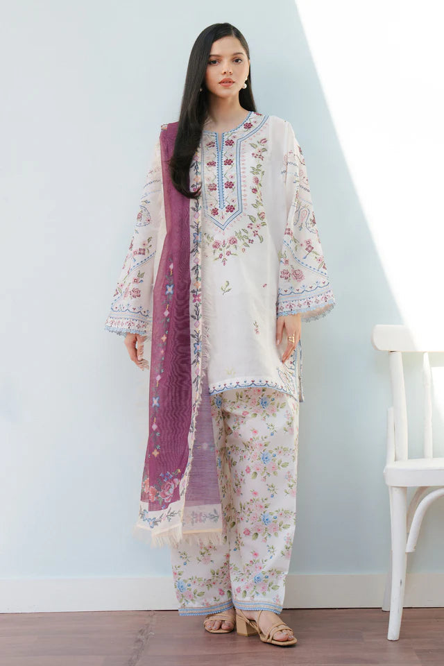Unstitched 3 Piece Digital Printed Lawn Suit with Printed Lawn Dupatta