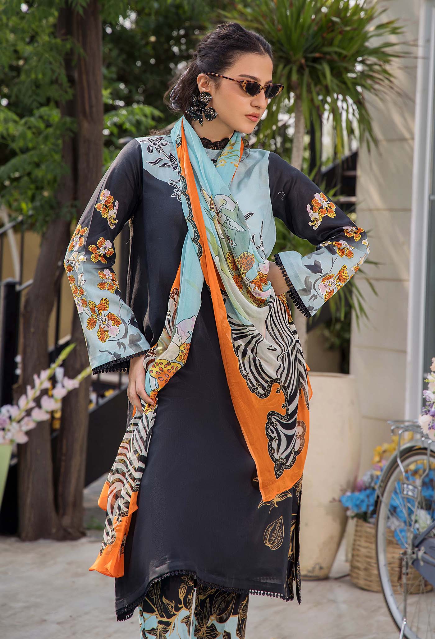 Unstitched 3 Piece Digital Printed Lawn Suit with Printed Polly Lawn Dupatta