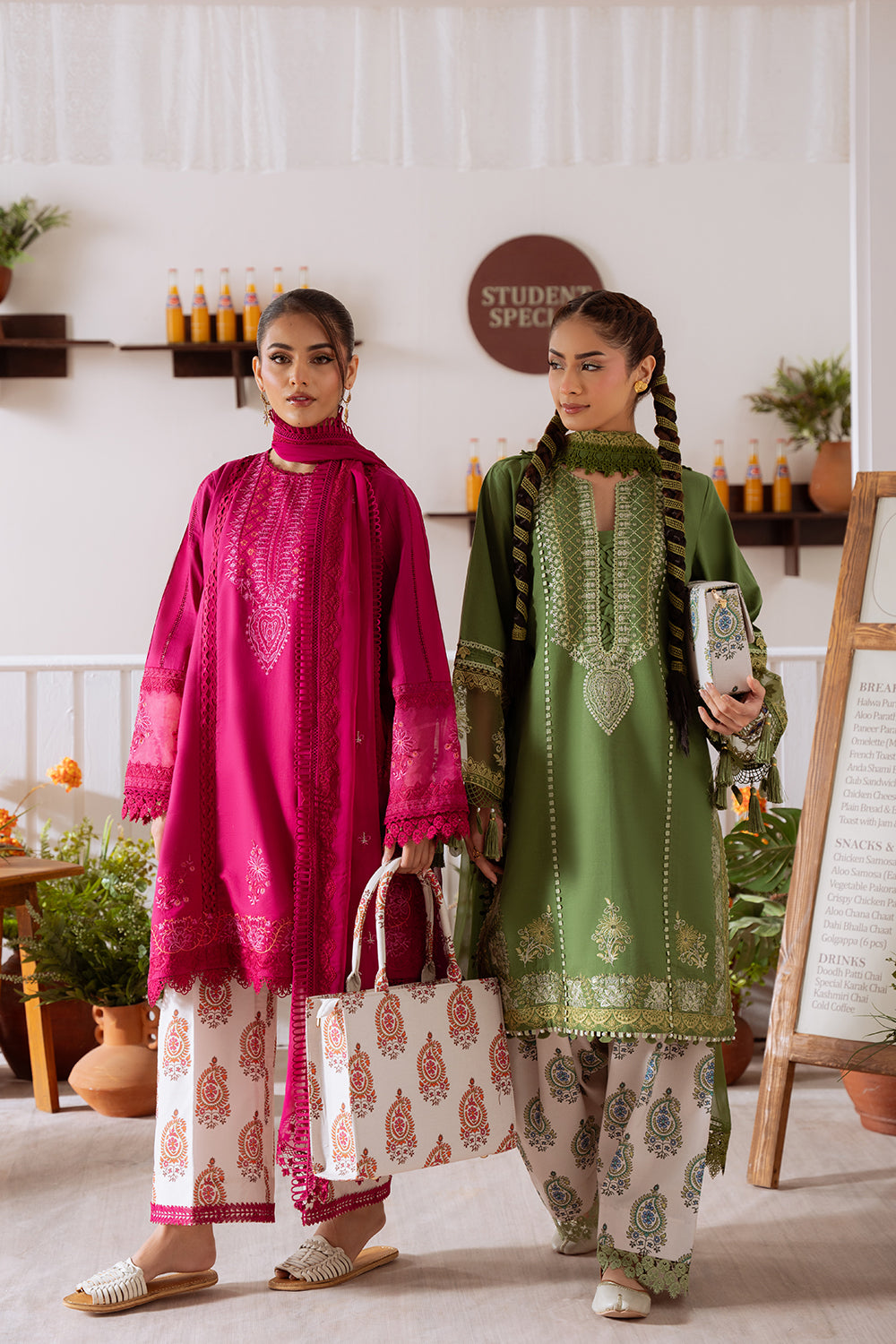 Unstitched 3 Piece Embroidered Lawn Suit With Cotton Net 4 Sided Dupatta