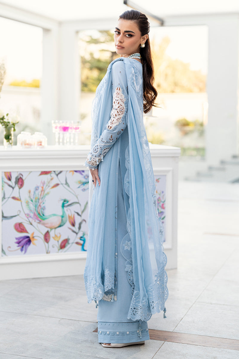 Unstitched 3 Piece Fully Embroidered Lawn Suit With Embroidered Shiffon Dupatta