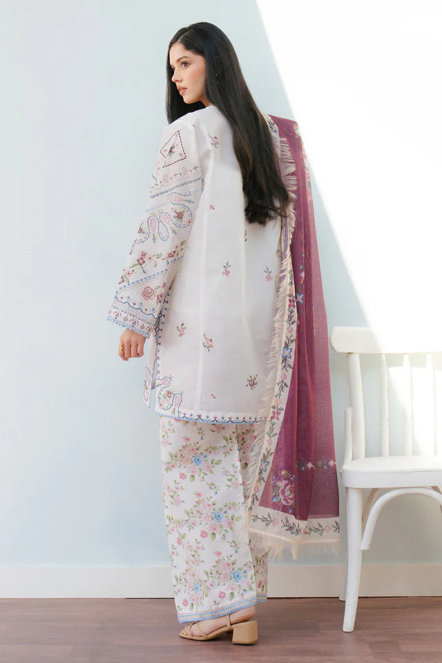 Unstitched 3 Piece Digital Printed Lawn Suit with Printed Lawn Dupatta