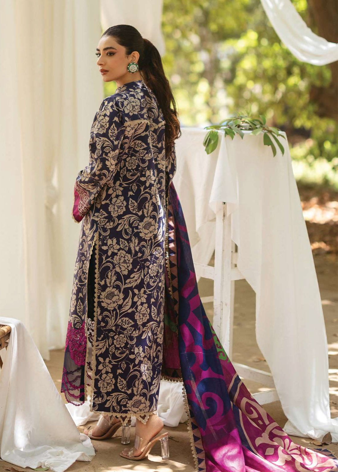 Unstitched 3 Piece Digital Printed Lawn Suit with Printed Lawn Dupatta