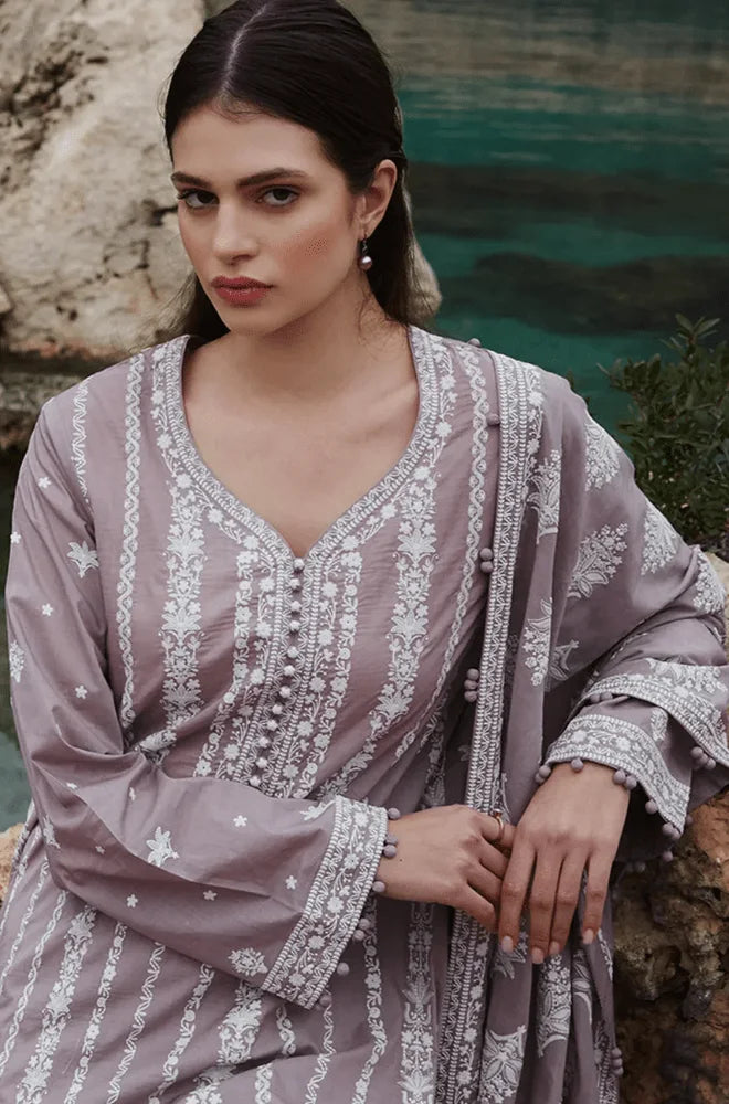Unstitched 3 Piece Fully Embroidered Dhanak Suit With Printed Blended Shawl