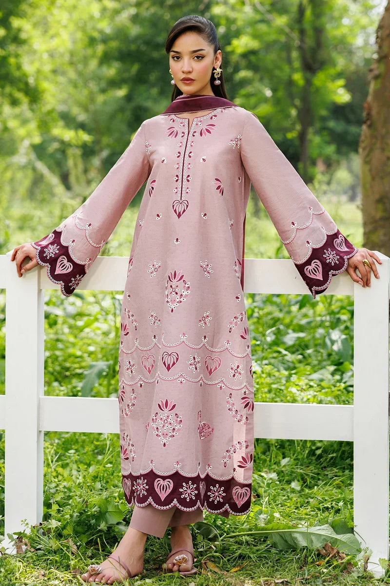 Unstitched 3 Piece Fully Embroidered Dhanak Dress With Printed Blended Shawl