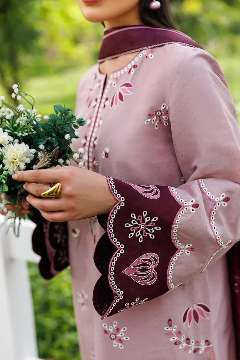 Unstitched 3 Piece Fully Embroidered Dhanak Dress With Printed Blended Shawl