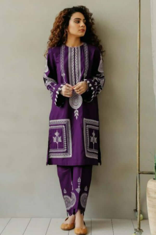 2 Piece Unstitched Heavy Embroidered Lawn Suit - Motif