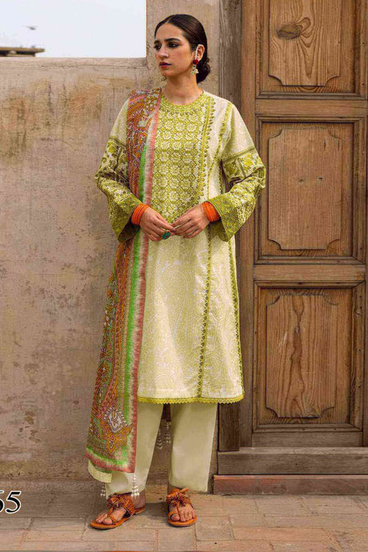 3 Piece Unstitched Embroidered Marina Suit With Marina Dupatta - Motif