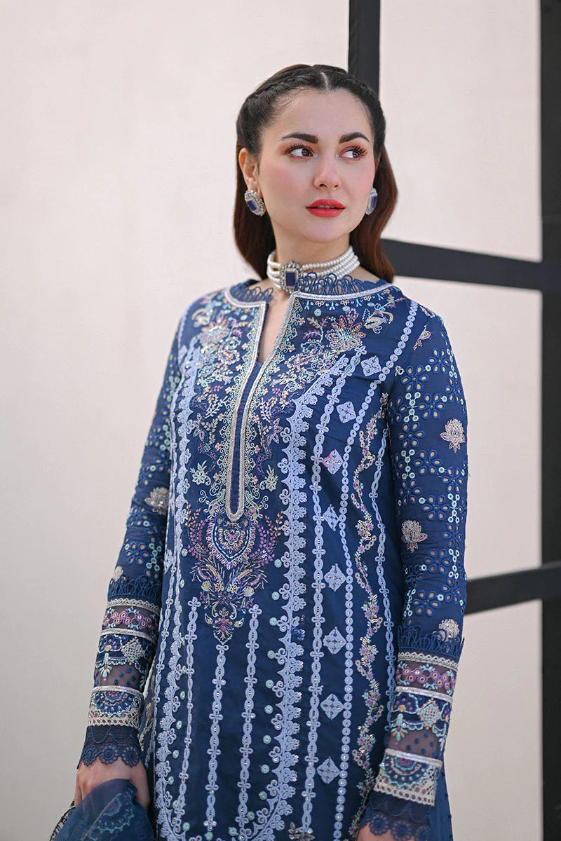 Unstitched 3 Piece Heavy Embroidered Pure Lawn Suit with Four Sided Embroidered Organza Dupatta