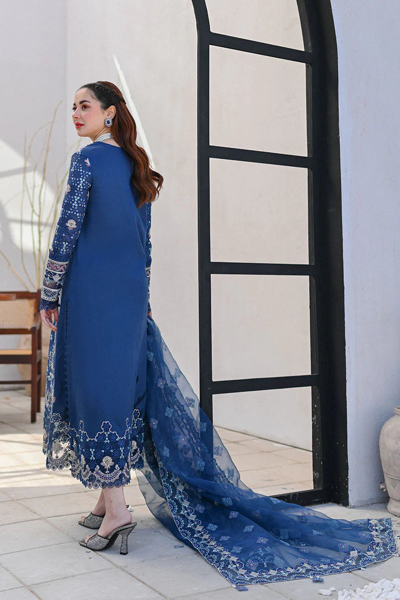 Unstitched 3 Piece Heavy Embroidered Pure Lawn Suit with Four Sided Embroidered Organza Dupatta